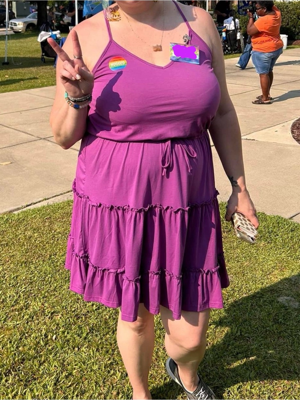 Orchid Purple Tiered Drawstring Midi Dress